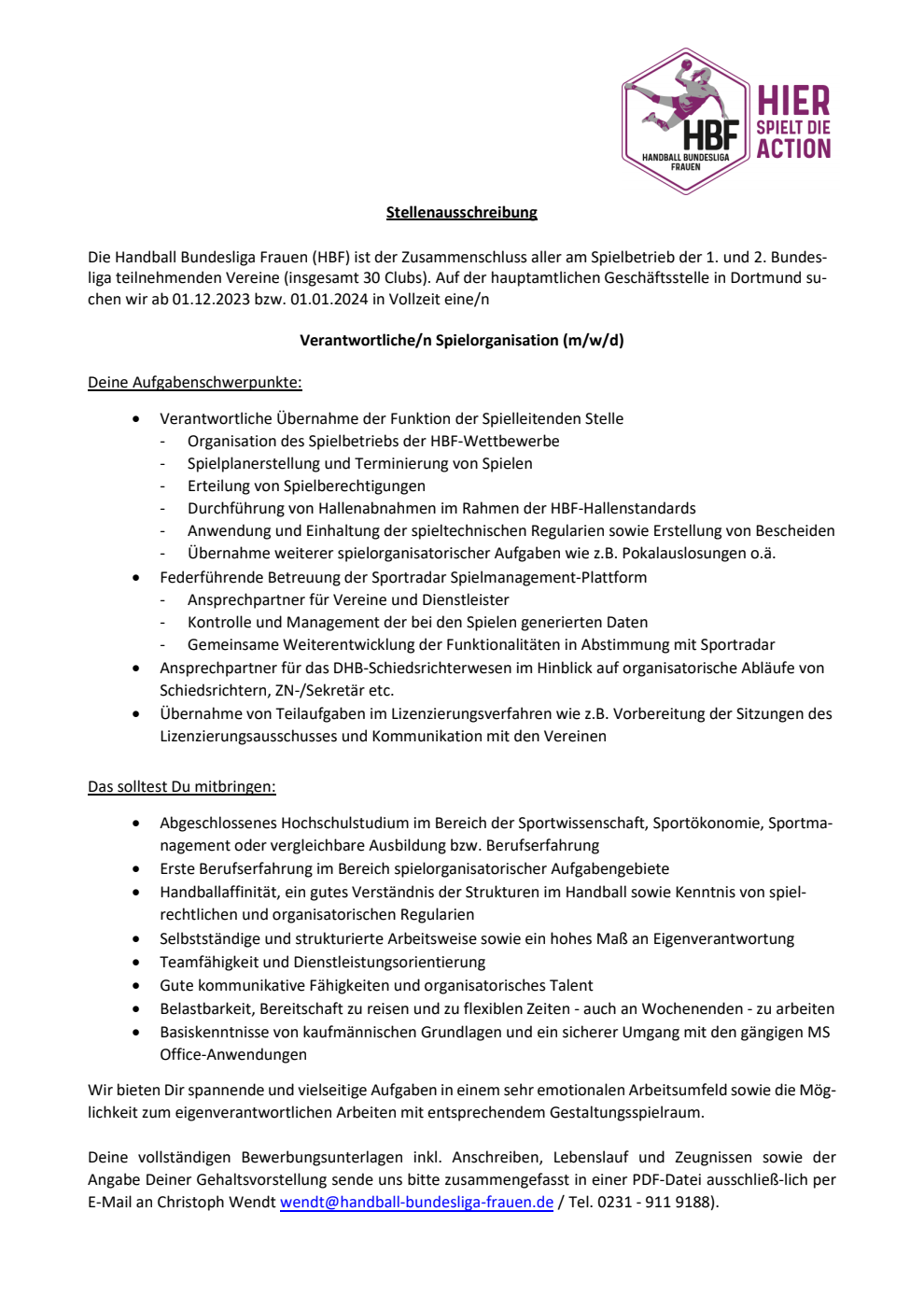 23-09-15 Stellenausschreibung Spielorganisation