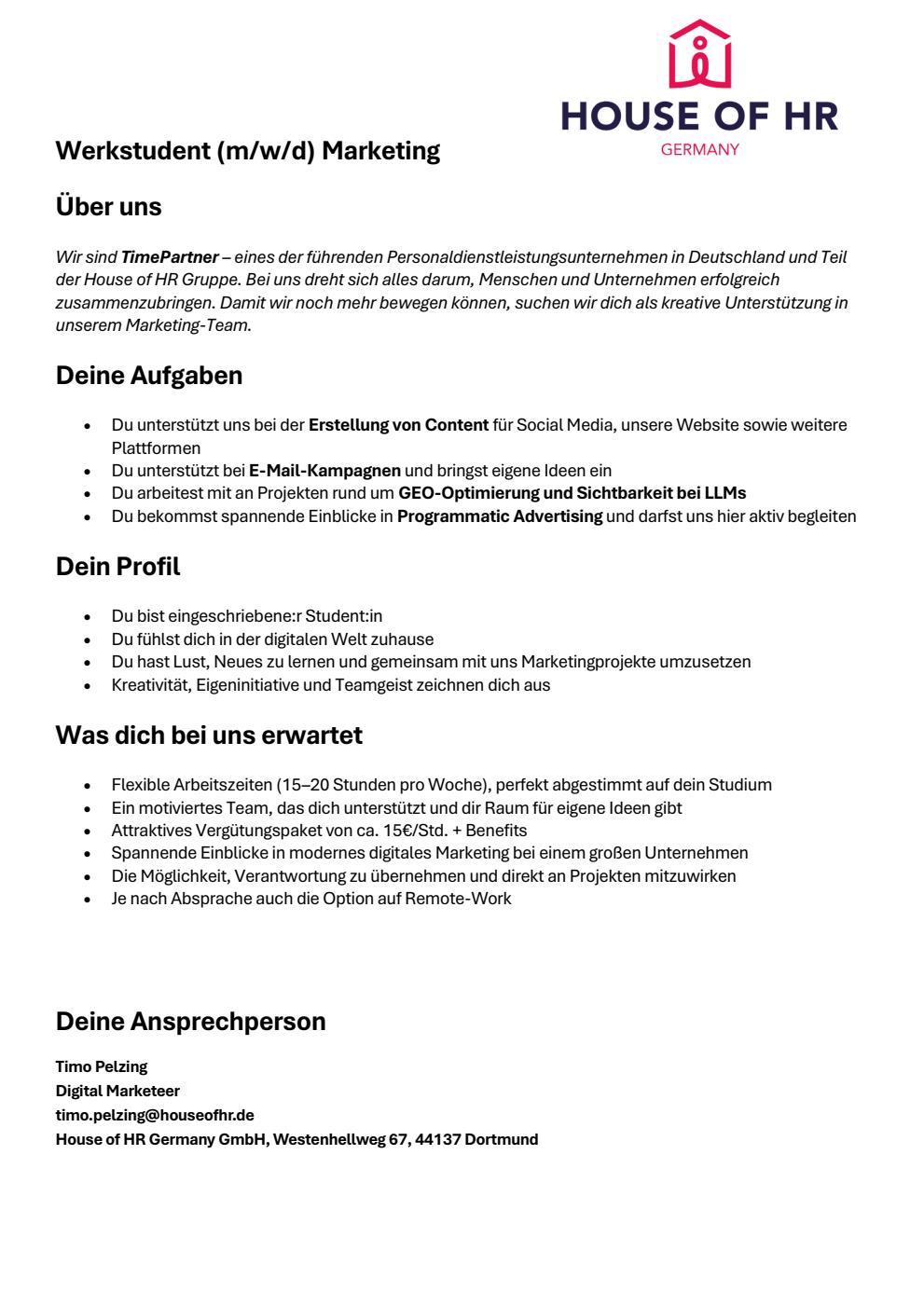 Werkstudent (mwd) Marketing