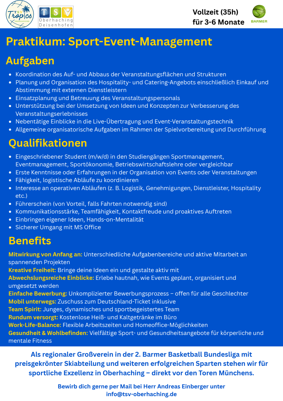Pflichtpraktikum Sport-Event-Management
