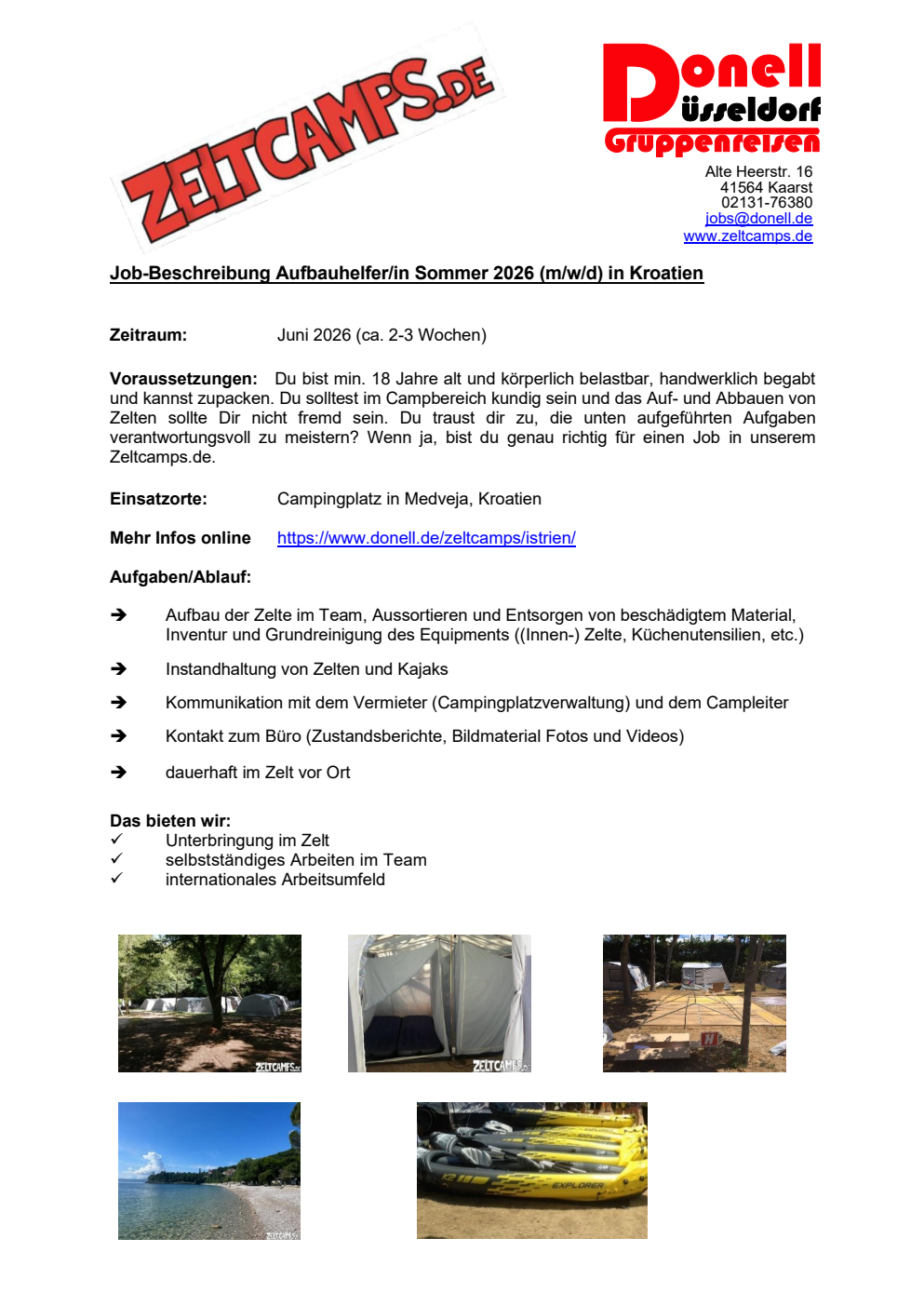 Zeltcamps.de Aufbauhelfer-in mwd Kroatien Juni 2026