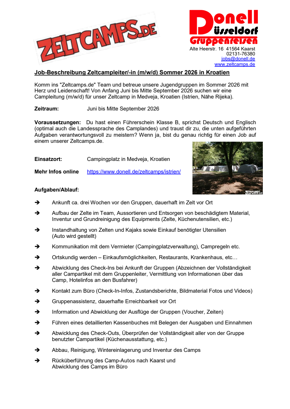 Zeltcamps.de Campleiter-in mwd Kroatien Sommer 2026